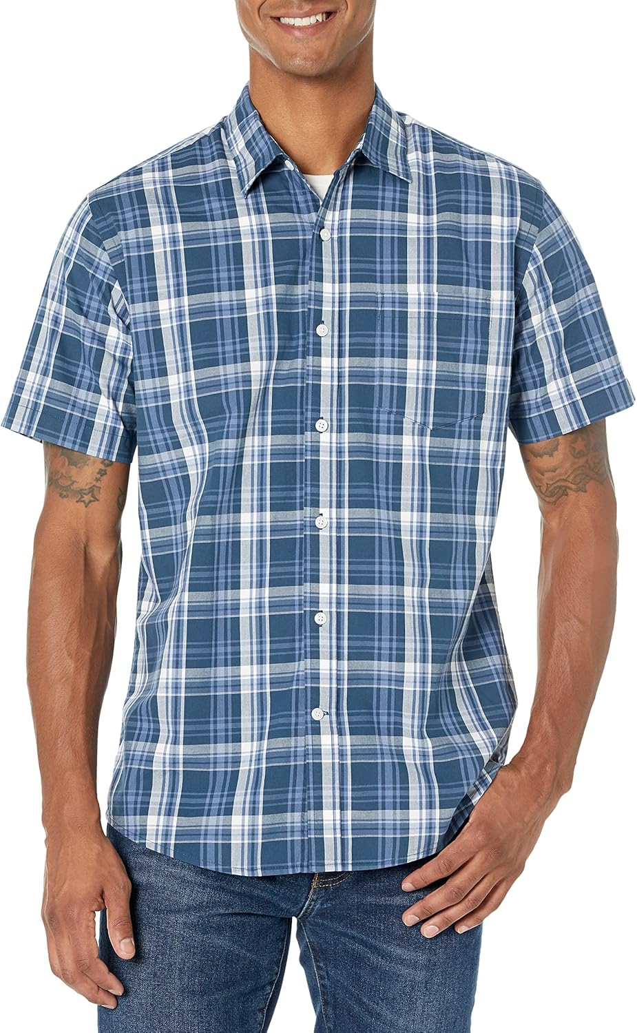 men regular fit short sve poplin shirt